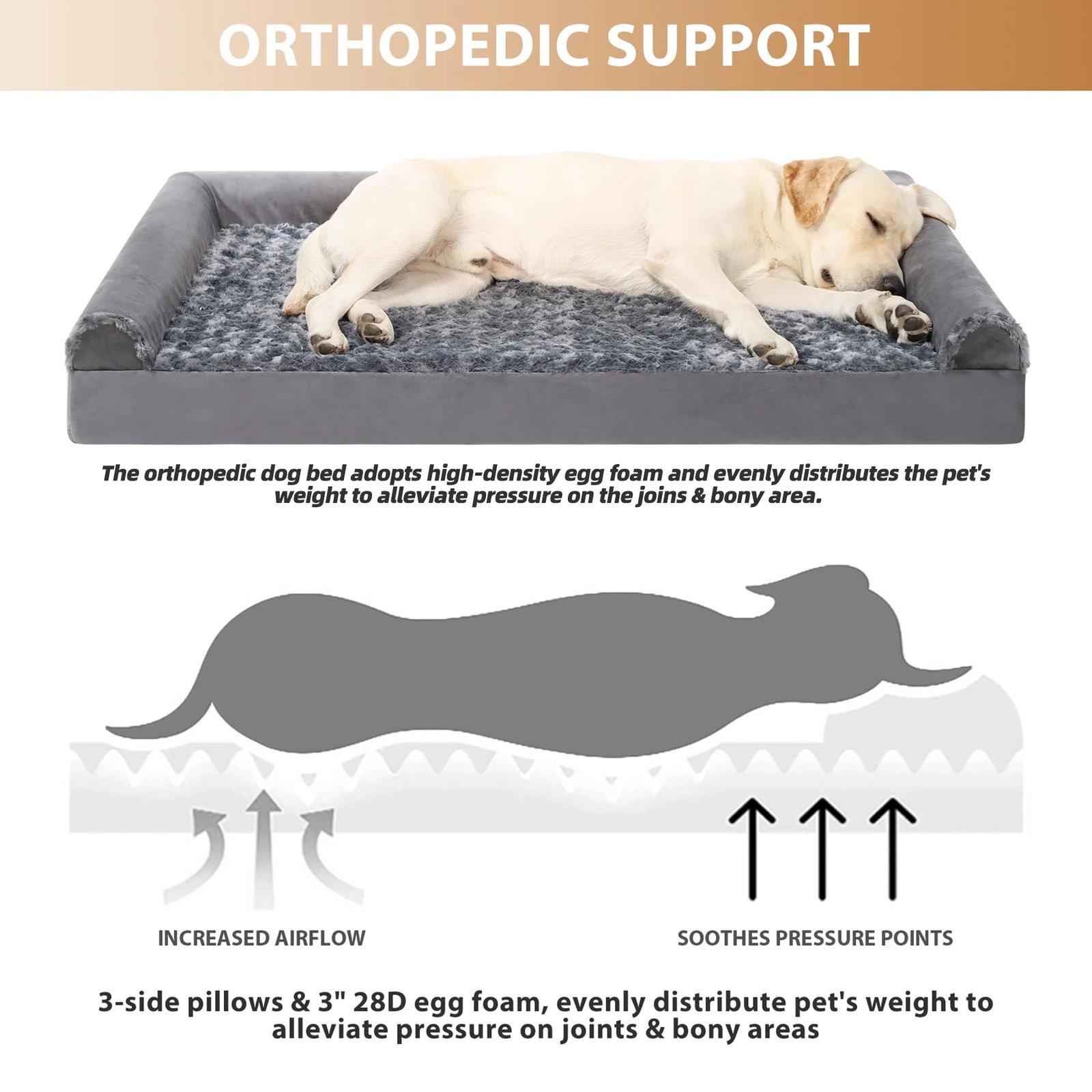 44" Orthopedic Pet Couch for Xxlarge Dogs Waterproof Dog Beds with Memory Foam and Washable Cover