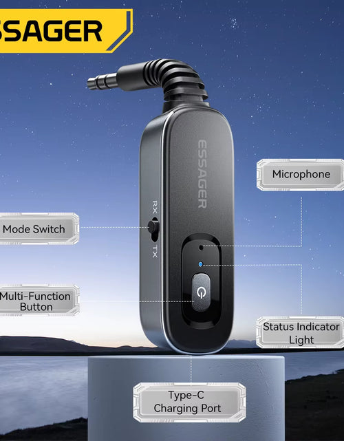 Load image into Gallery viewer, Bluetooth 5.1 Audio Receiver Transmitter 3.5MM 3.5 AUX with Mic Stereo Music Wireless Adapter for PC TV Car Speakers
