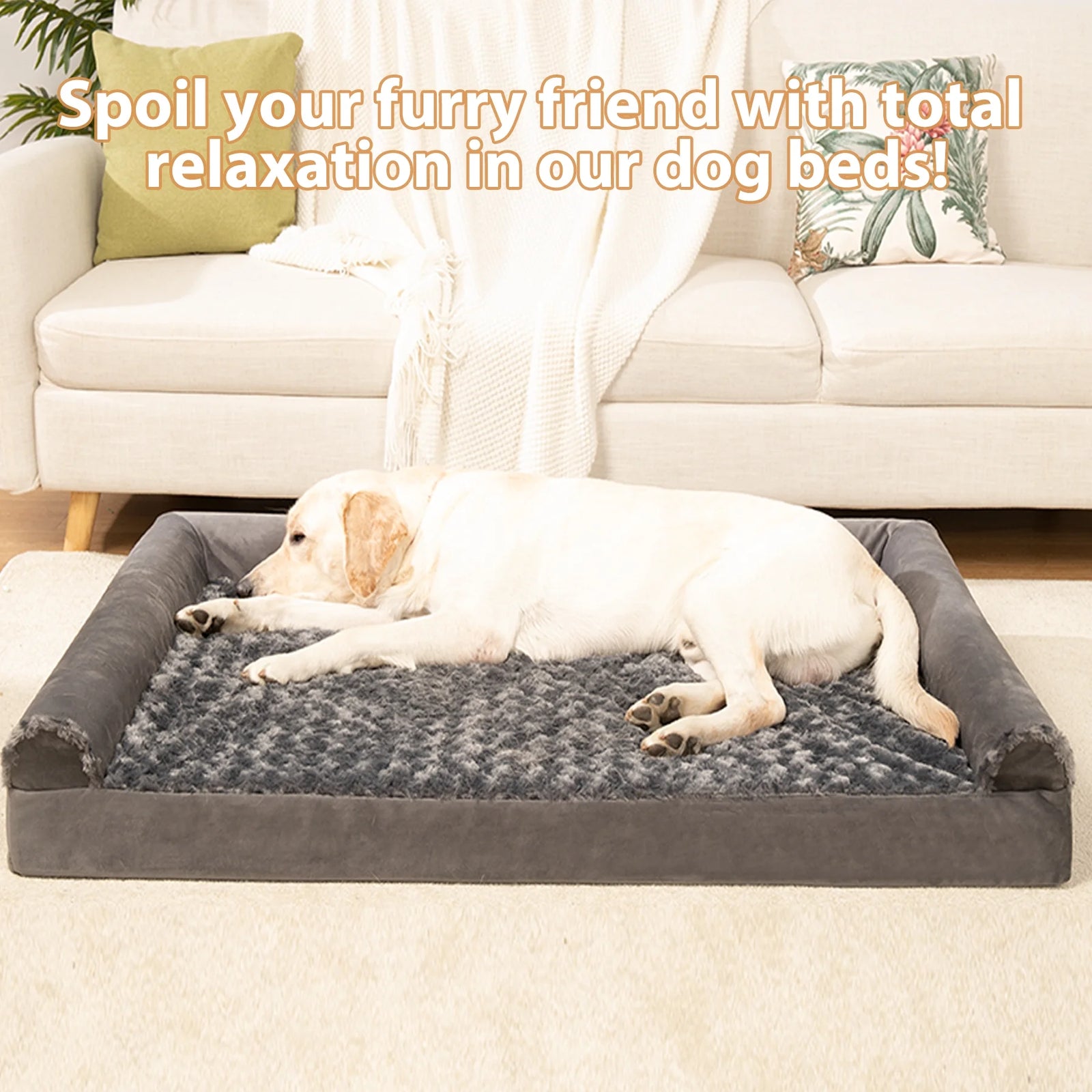 44" Orthopedic Pet Couch for Xxlarge Dogs Waterproof Dog Beds with Memory Foam and Washable Cover